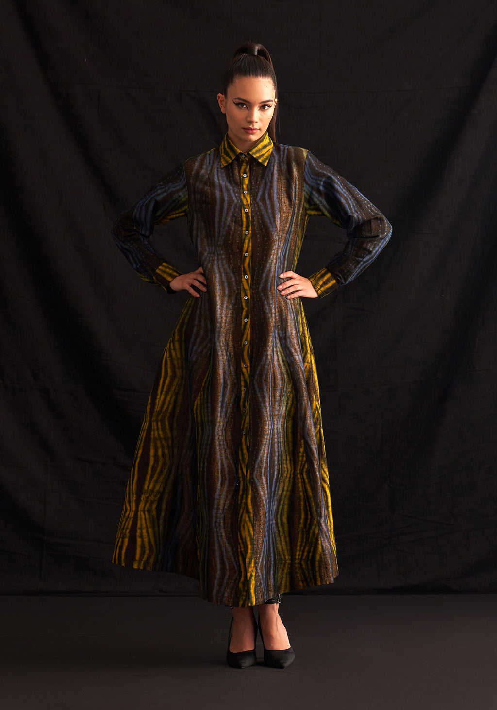 TRISH dress blue & yellow – amrichdesigns